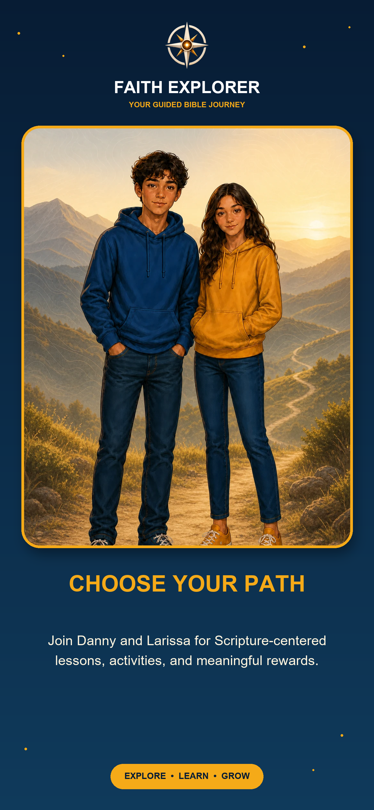 Faith Explorer promotional artwork: Choose your path